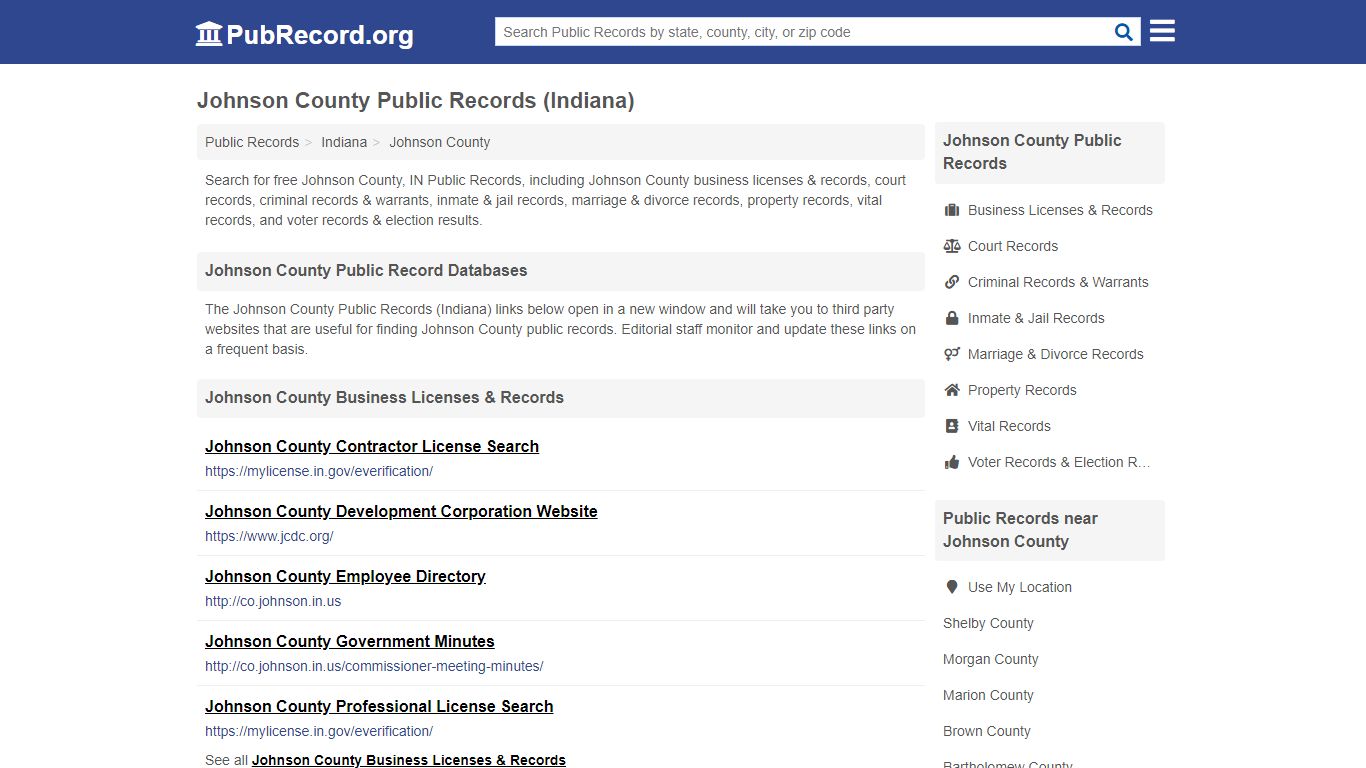 Free Johnson County Public Records (Indiana Public Records) - PubRecord.org